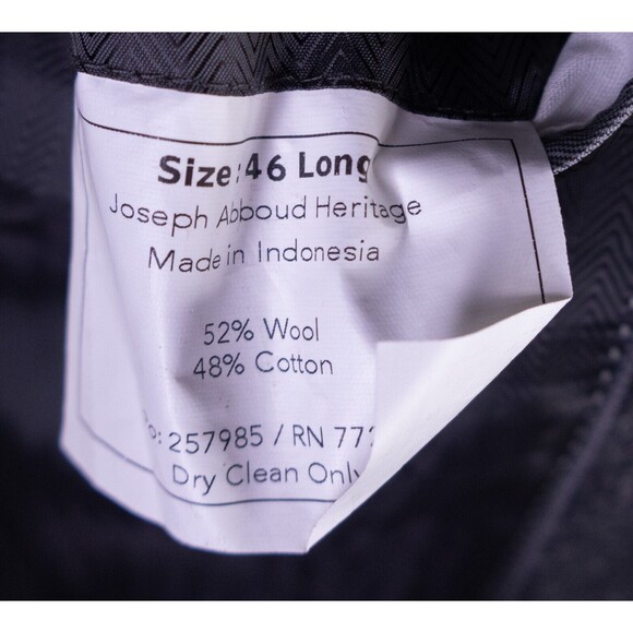 Joseph Abboud Heritage COMERO Sport Coat Men Size 46L Gray Wool/Cotton 2 Button - Picture 12 of 14